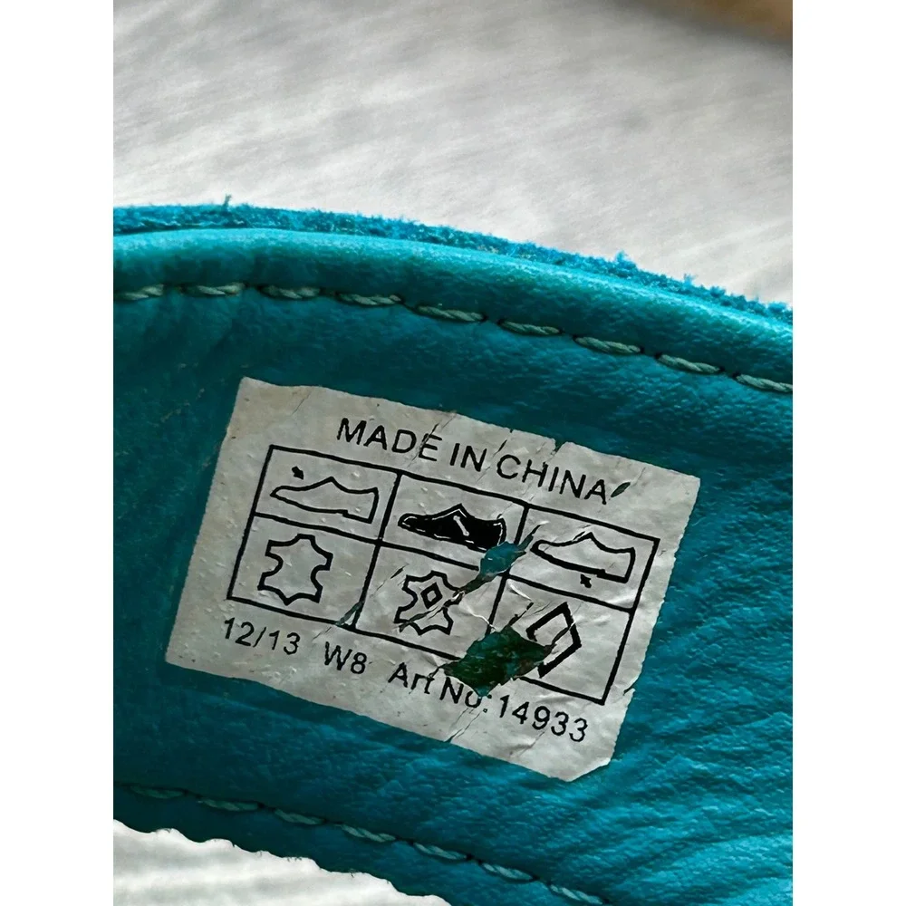 Crocs A-Leigh Leather Platform Flip Flop Wedge Sandals Turquoise Womens 8 14933